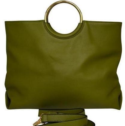 Green hot sale leather tote