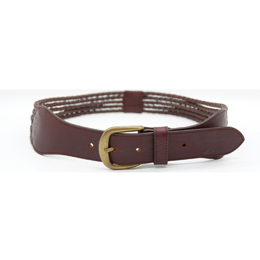 MISCHA - Womens Dark Brown Plait Leather Belt