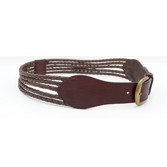 MISCHA - Womens Dark Brown Plait Leather Belt