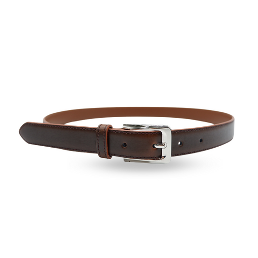 NADGEE - Women's Brown Genuine Leather Belt with Silver Buckle