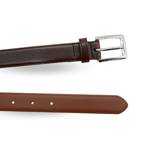 NADGEE - Women's Brown Genuine Leather Belt with Silver Buckle