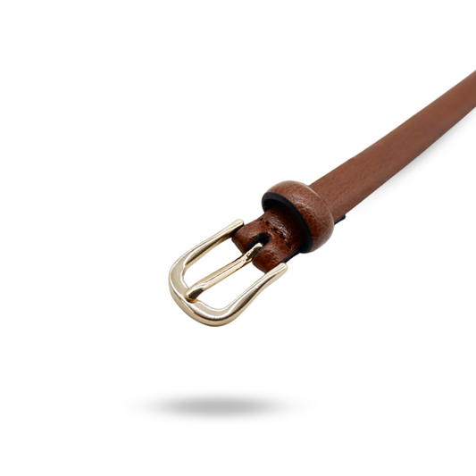 PIPER - Womens Tan Genuine Leather Skinny Belt