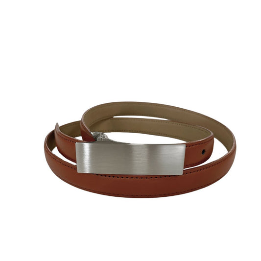 KIMBERLY - Women's Brown Matte Genuine Leather Belt with Silver Buckle 2