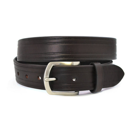 CARLOS - Mens Dark Brown Genuine Leather Belt  - Belt N Bags