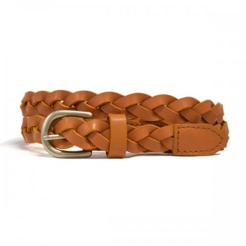 CAROL - Womens Tan Genuine Leather Plaited Belt  - Belt N Bags