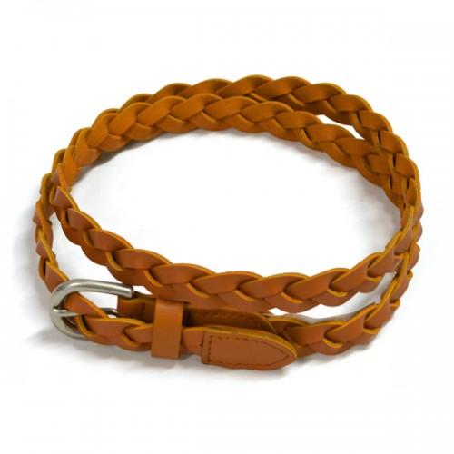 CAROL - Womens Tan Genuine Leather Plaited Belt  - Belt N Bags