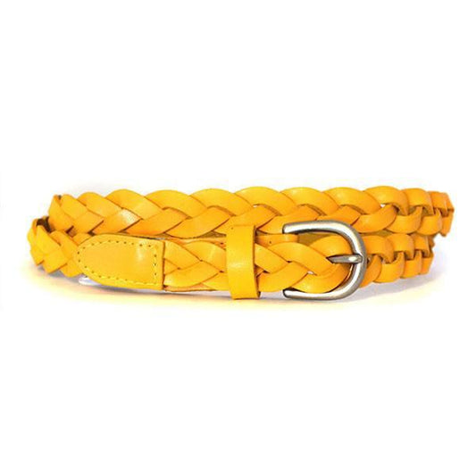 CAROL - Womens Yellow Braided Genuine Leather Plaited Belt  - Belt N Bags