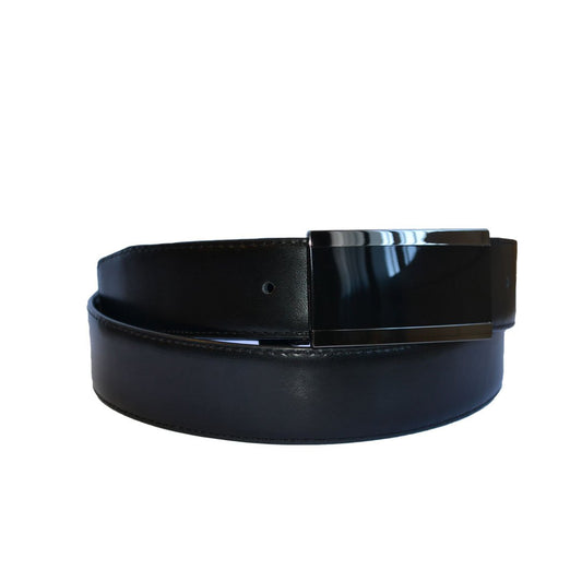 PATRICK - Men's Black Patent Genuine Leather Belt with Shield Buckle