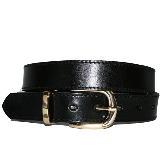 POINT PIPER - Addison Road Black Genuine Leather Belt with Gold Buckle - BeltNBags