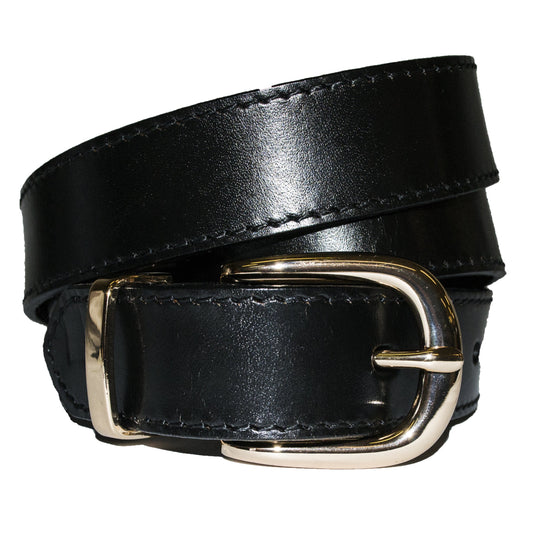 POINT PIPER - Addison Road Black Genuine Leather Belt with Gold Buckle - BeltNBags