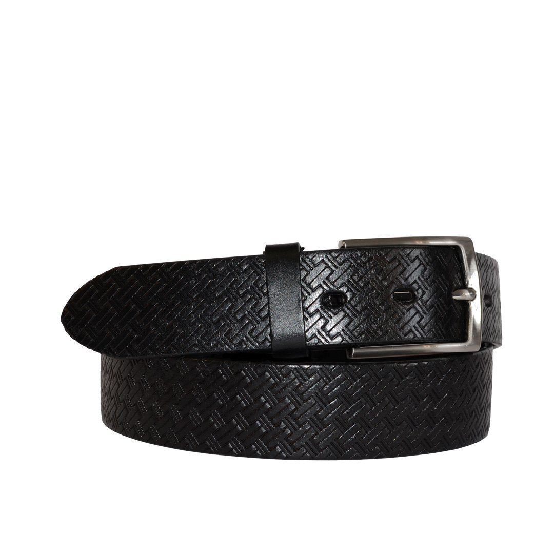 FABIAN - Mens Black Leather Textured Belt – The Fitting Belt Company