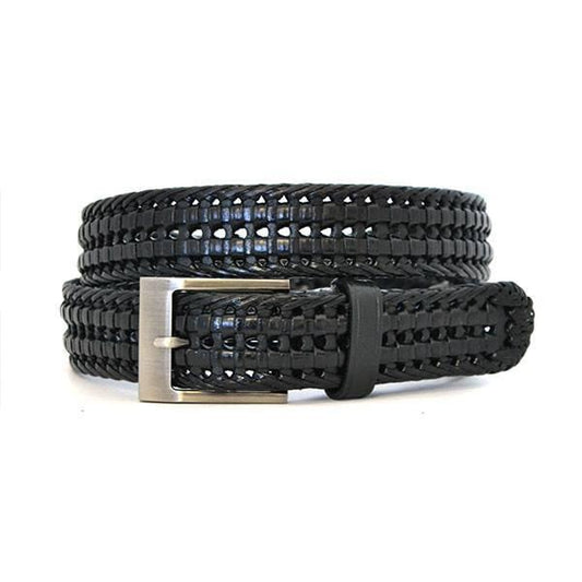 JAX - Mens Black Genuine Leather Plaited Belt - Belt N Bags