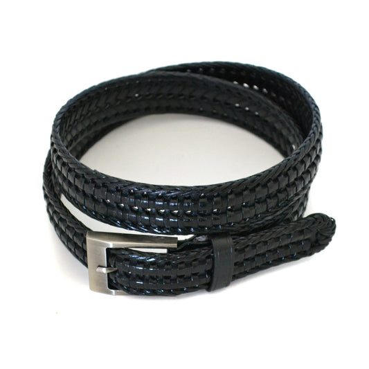 JAX - Mens Black Genuine Leather Plaited Belt - Belt N Bags