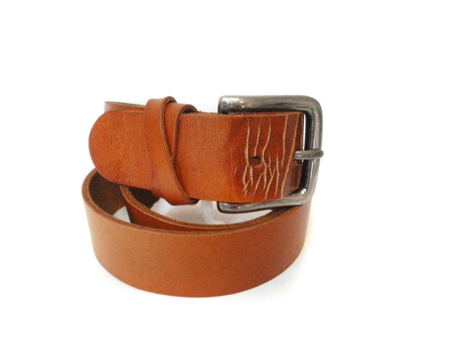 LLOYD - Mens Light Brown Leather Crackle Detail Belt with Silver Buckl ...