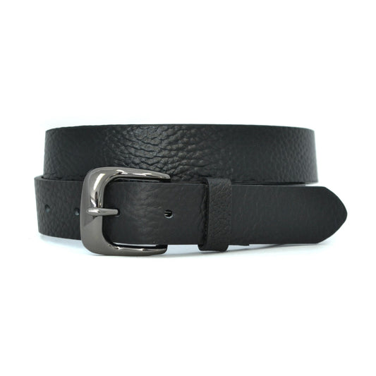 MYLES - Mens Black Leather Dress Belt - BeltNBags