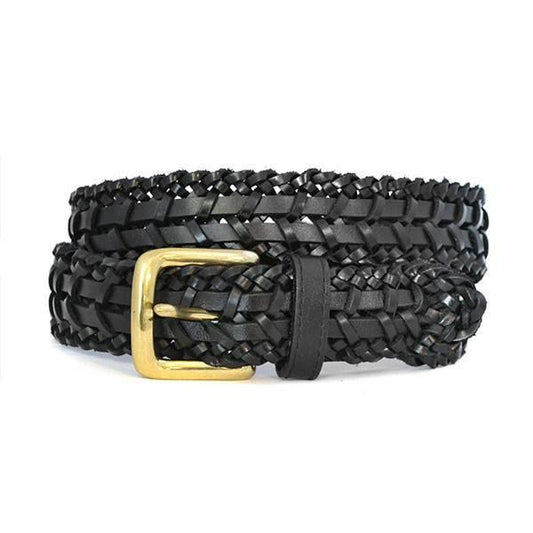 RIETERS - Mens Black Leather Plait Belt - BeltNBags