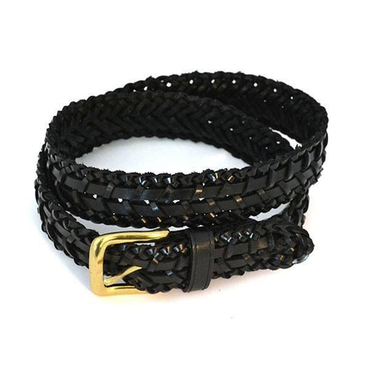 RIETERS - Mens Black Leather Plait Belt - BeltNBags