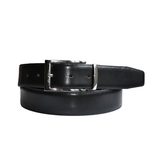 ARIEL - Men's Black Patent Genuine Leather Belt with Pin Buckle