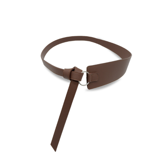 Indigo - Brown Genuine Leather Knot Waist belt