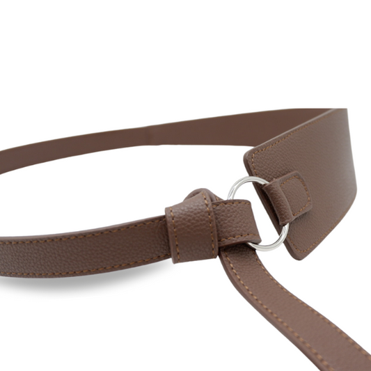 Indigo - Brown Genuine Leather Knot Waist belt