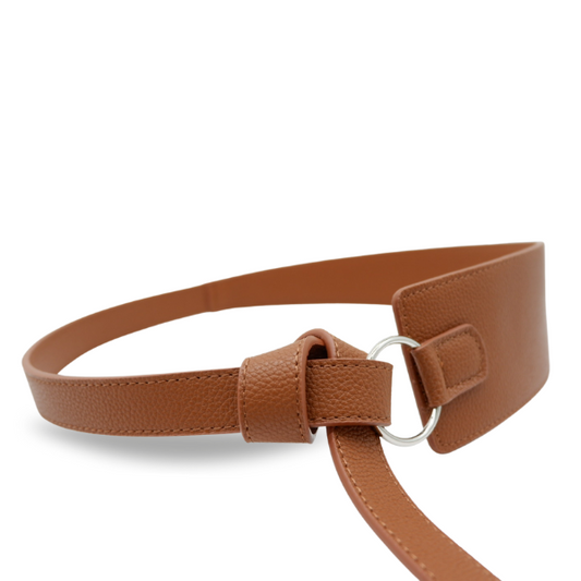 Indigo - Tan Genuine Leather Knot Waist belt