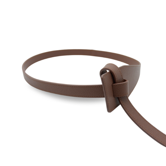 Marina - Brown Genuine Leather Knot Waist belt