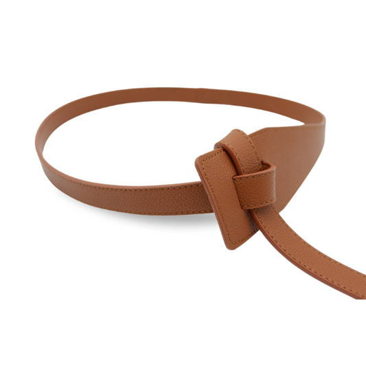 Marina - Tan Genuine Leather Knot Waist belt