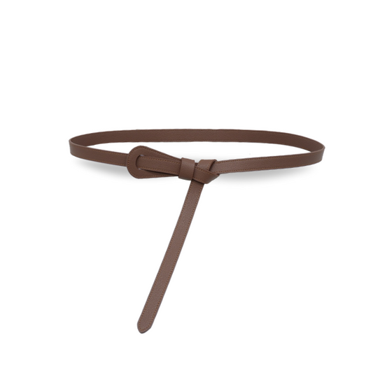 Olivia - Brown Genuine Leather Knot Waist belt