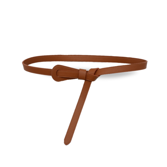 Olivia - Tan Genuine Leather Knot Waist belt