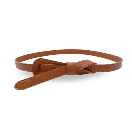 Olivia - Tan Genuine Leather Knot Waist belt